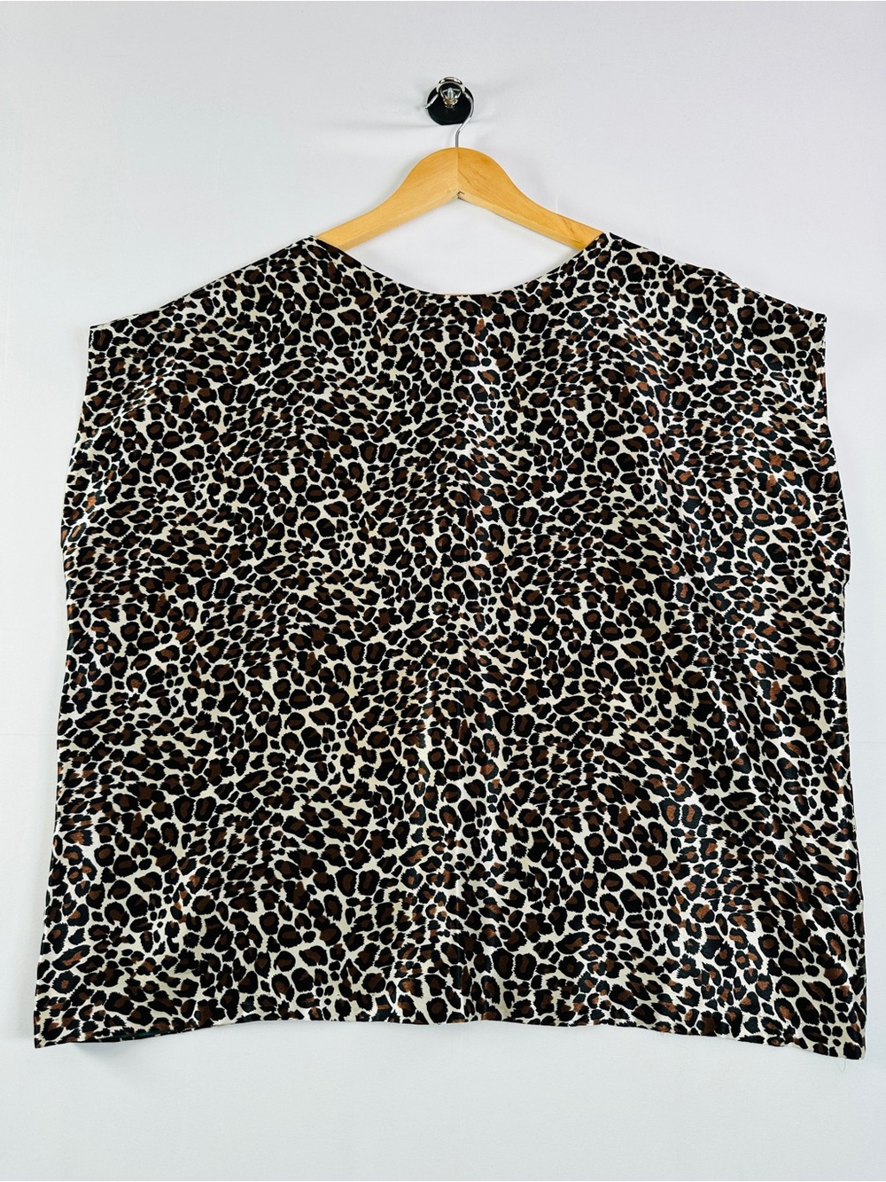 Leopard Print Boxy Blouse Brown Cream Handmade Size L